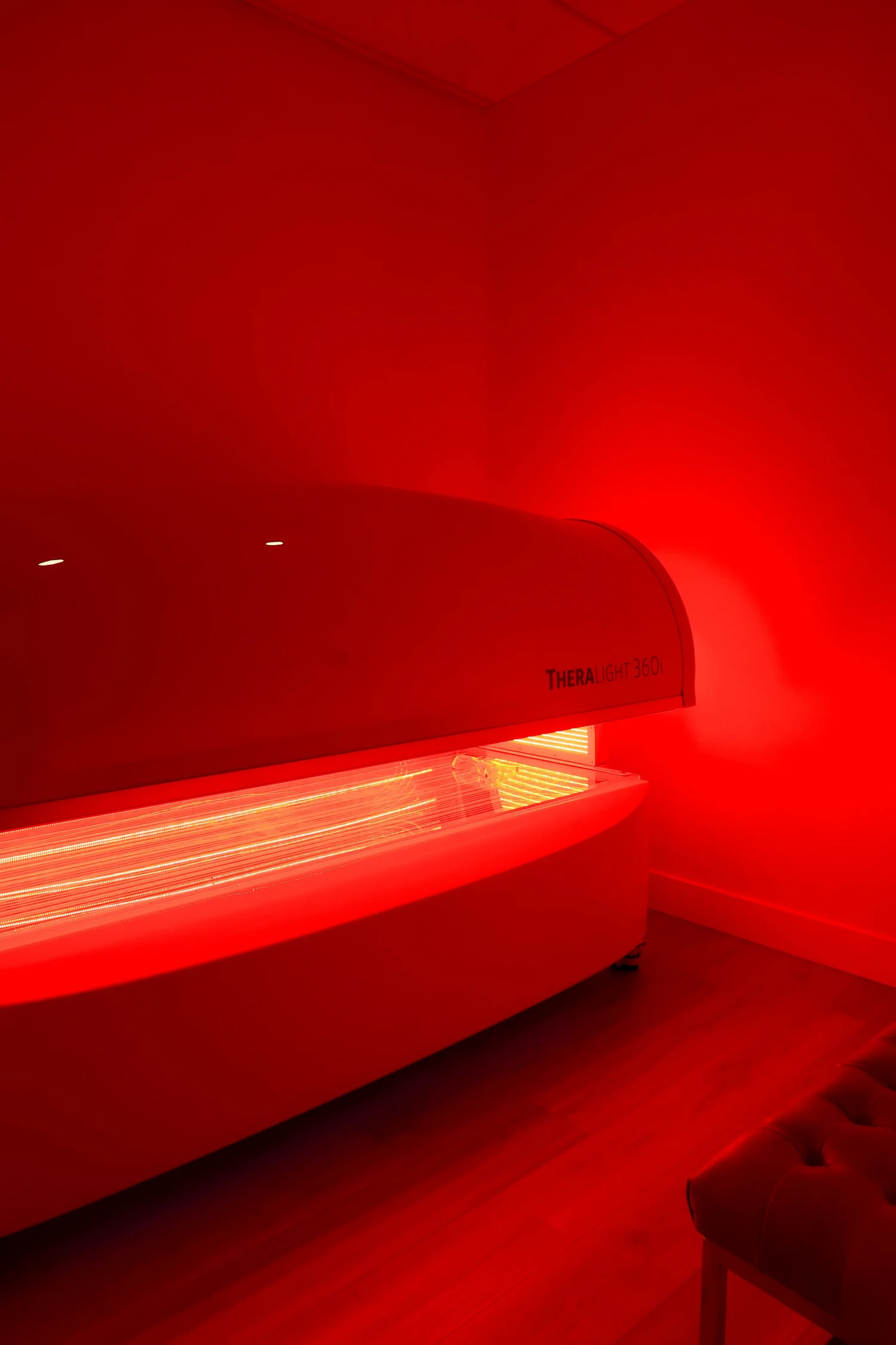 Red light therapy bed inside GF Movement Center.